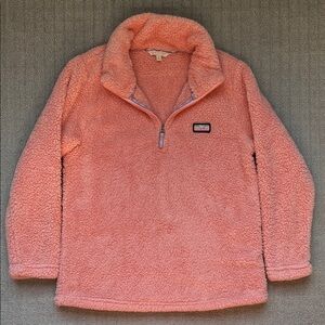 Simply Southern Teddy Fleece Quarter-Zip Pull Over Sweatshirt Pink Size Small